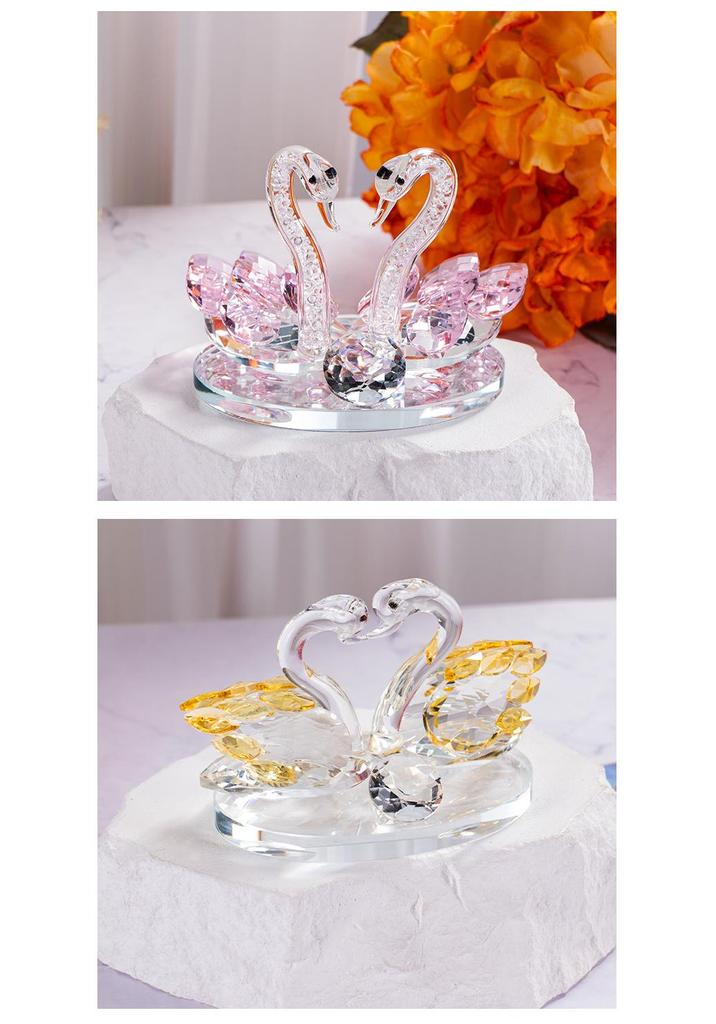 Decorazione Cigno in Cristallo per la Casa - Regalo Elegante per Coppie