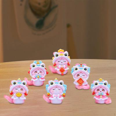 6Pcs Miniatura Cobra Estatuetas Ano Chinês Casa Decoração Lunar Resina Esculturas de Animais
