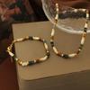 Chinese Retro Natural Stone Beaded Necklace & Light Luxury Bracelet Jewelry Set