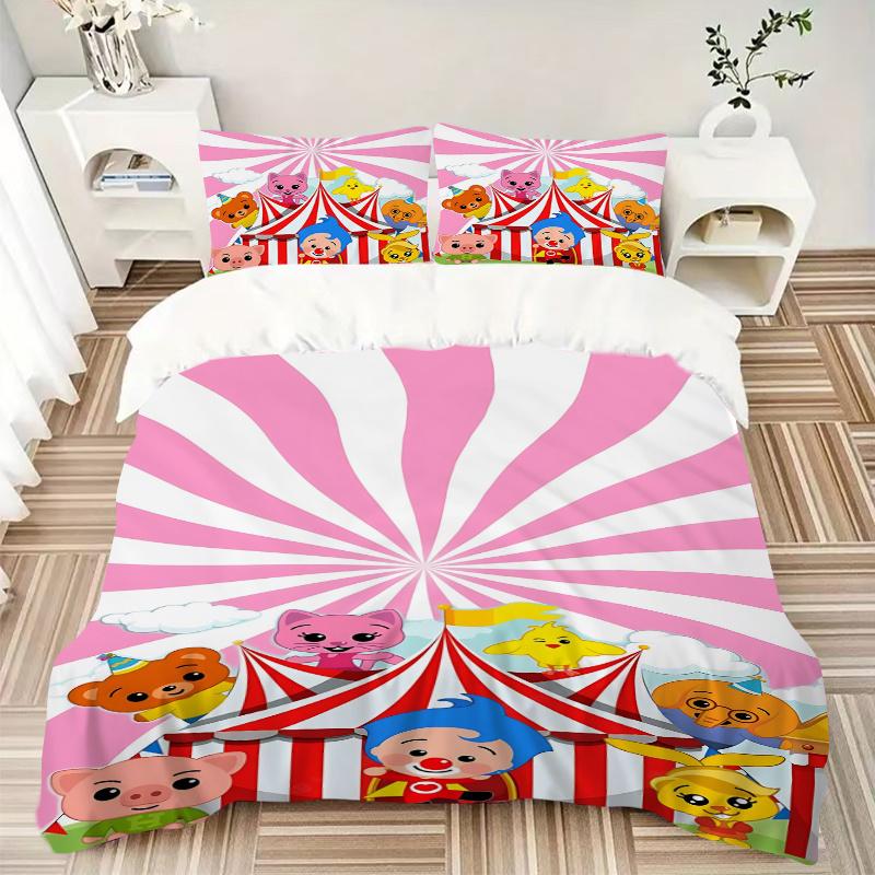 3pcs Circus Animal Friends Carnival Party Decorations Kids Room Bedding Set-Universal Three-Piece Suit for Bedroom, Guest Room, Living Room,