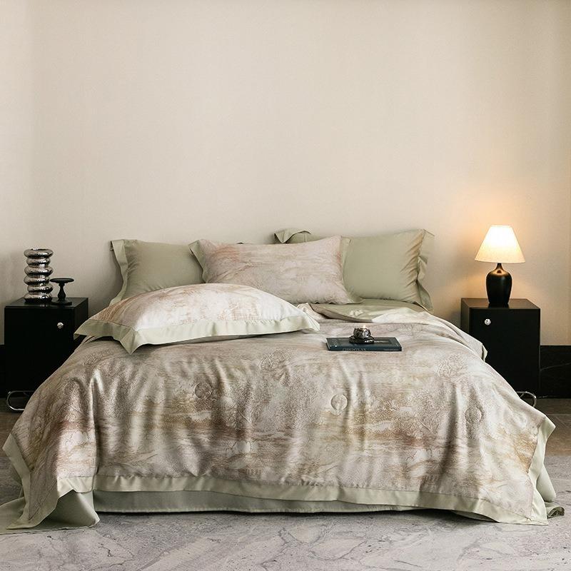 Luxury 100% Lyocell Tencel Summer Quilt Set Four-Piece Air Conditioning Quilt High-End Sensation A-Class Baby-Friendly Bedding