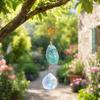 Crystal Sun Catchers for Windows, Colorful Healing Light Crystal Suncatcher, Prism Crystal Hanging Pendant with Chains, Gold-Plated Wind Chimes,
