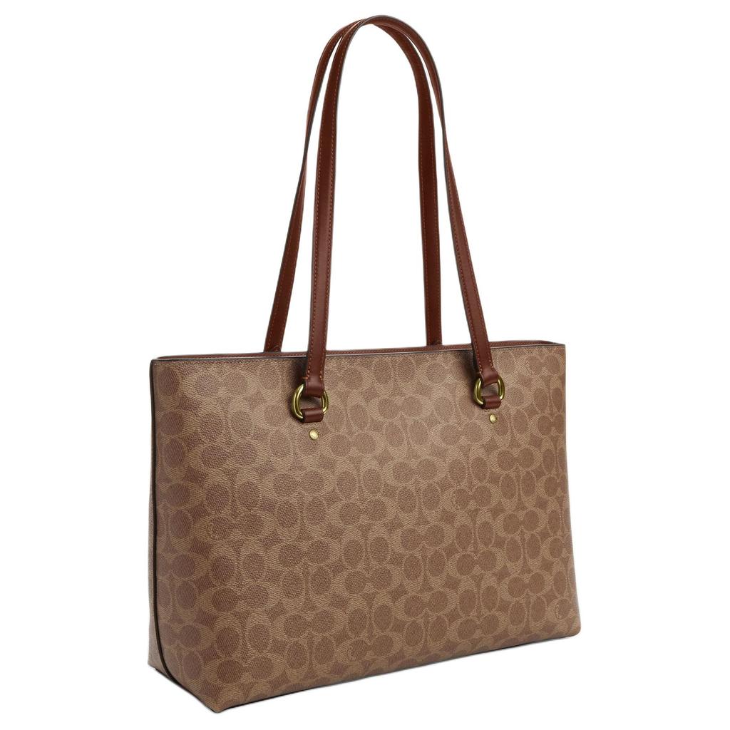 Coach Tote Bag Signature Canvas Black Leather Large Capacity Daily Commute CCD69-IMXHE