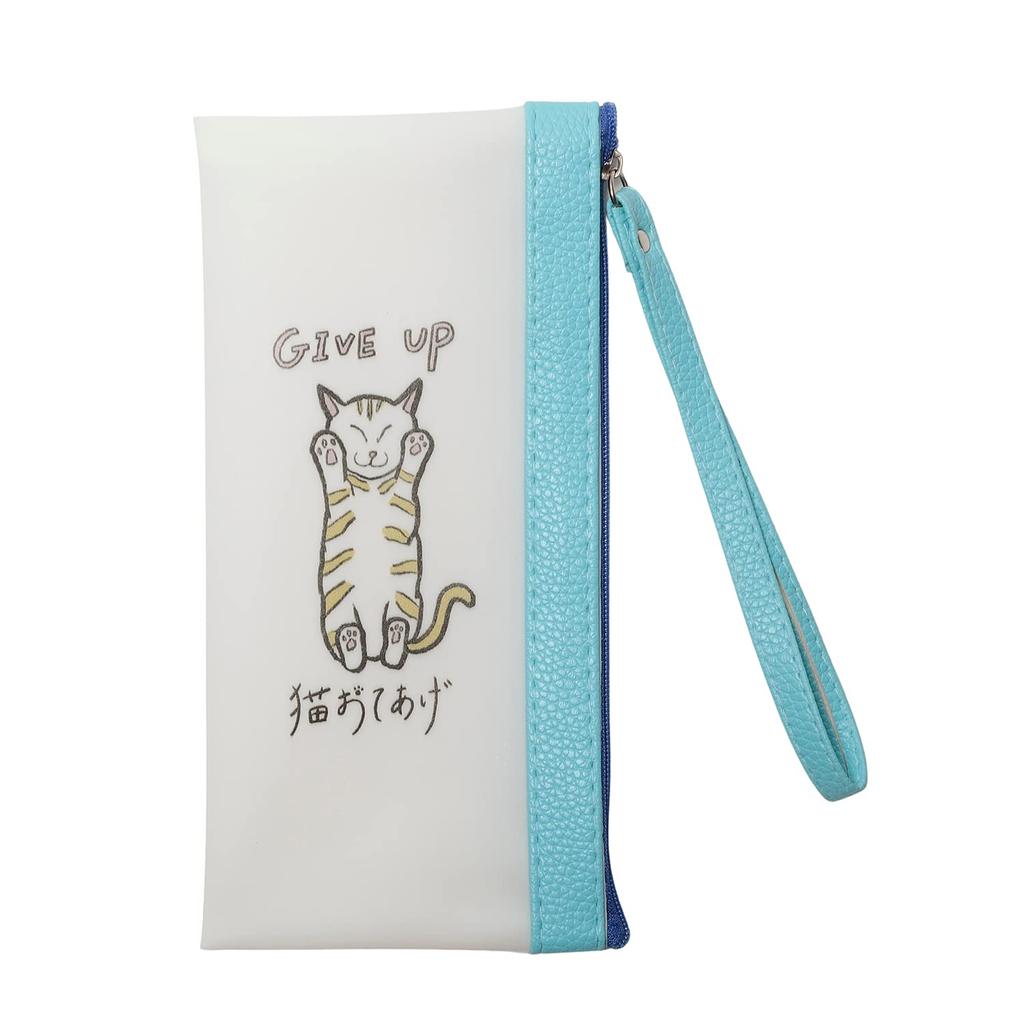 Pen case "Neko Otaage" series translucent pencil case cat pattern commuting to school commuting cat miscellaneous goods present (blue)