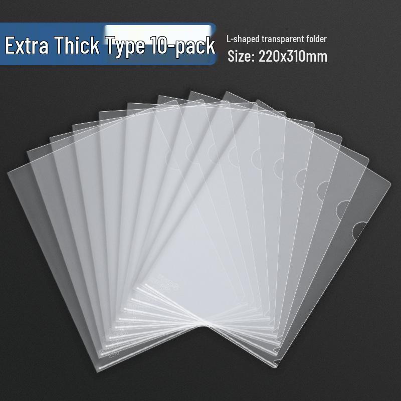 A4 Transparent L-Shaped Clip Folder - Thickened Single-Sheet Resume Protector