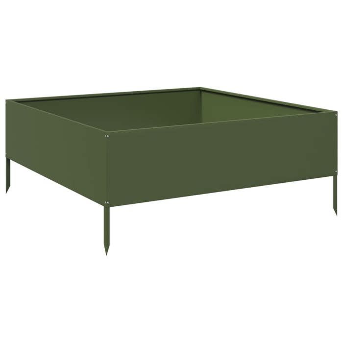 VidaXL Lit surélevé de jardin vert olive 100x100x25 cm acier 851034
