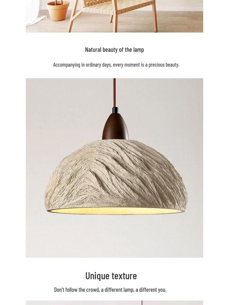 Japanese Wabi-Sabi Yellow Travertine Pendant Light, Retro Mid-Century Style for Bedroom, Homestay, or Restaurant.