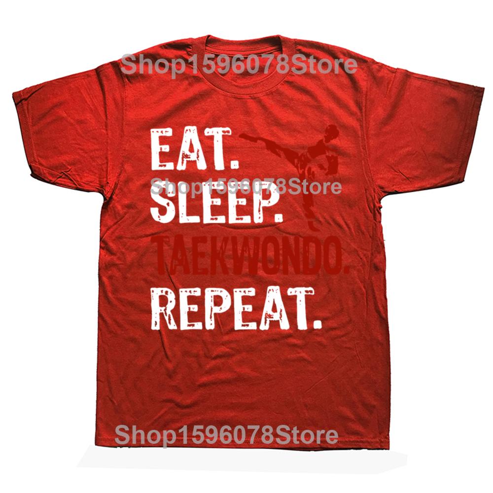 Funny Eat Sleep Taekwondo Repeat Graphic Tshirts Men Womens Fashion Casual Tshirt 100 Cotton Loose Oversized T Shirt Summer S