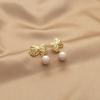 Exquisite Rhinestone Bow Pendant Imitation Pearl Mosquito for Women Ear Pierceless Ear Clips