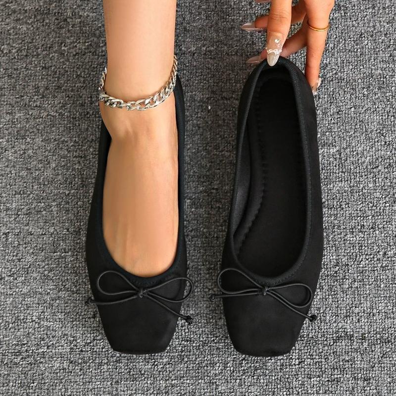 2026 New Fashion Soft Suede Ballet Shoes Flat South Korean Square Top Single Shoes Pregnant Women's Large Casual Women's Shoes