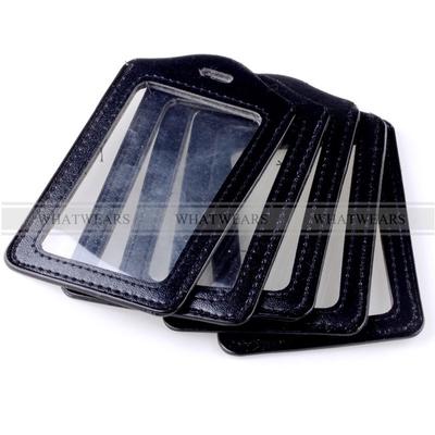 5x noir Faux cuir Business ID carte de crédit porte-Badge pochette transparente LIF