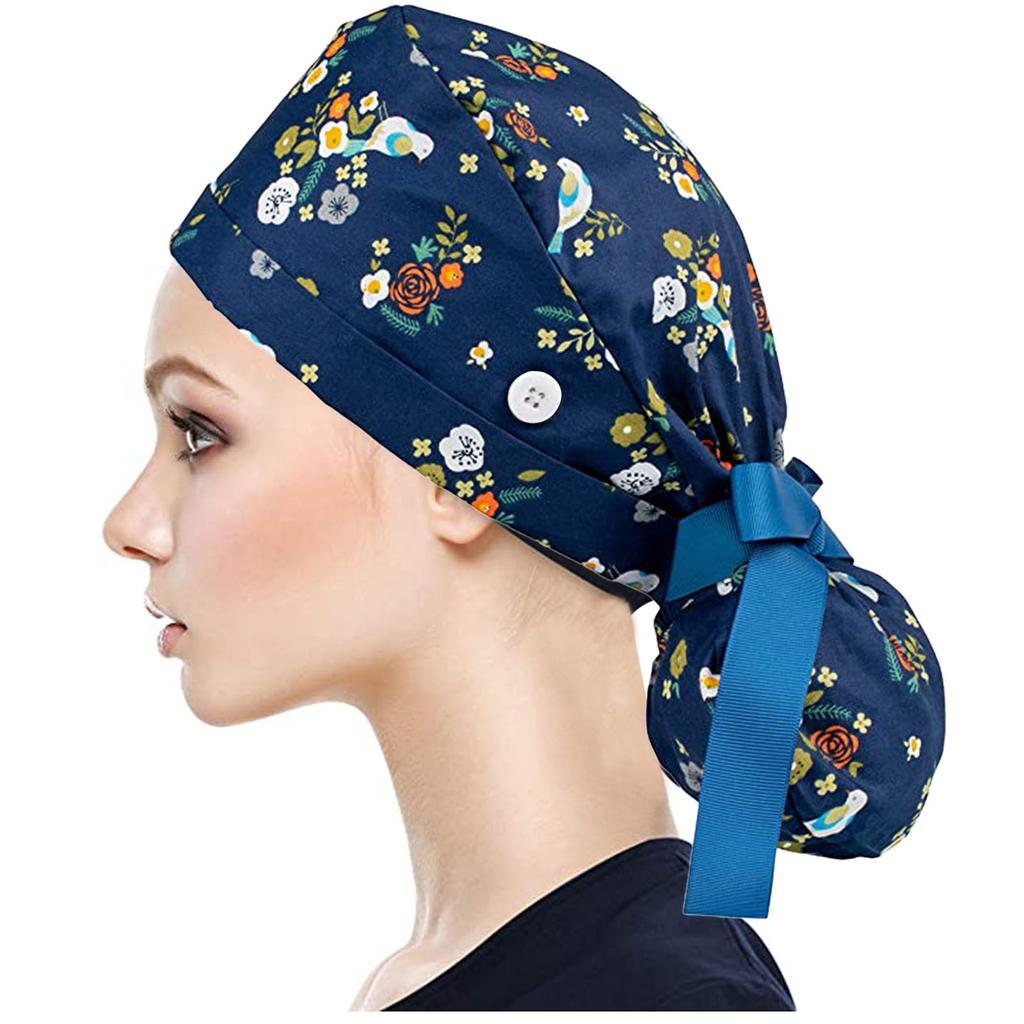 Cheap Scrub Cap With Buttons Bouffant Hat With Sweatband for Womens and