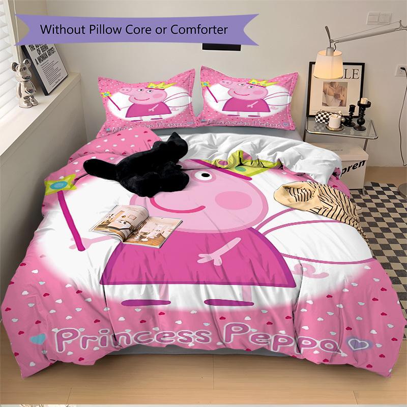 3pcs Peppa Pig Duvet Cover Set, 1 Duvet Cover + 2 Pillowcases (No Insert), High-Definition Print, Home & Dorm Set yy251208030