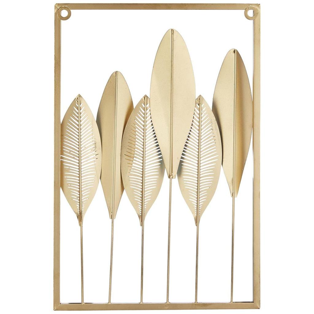 Metal Leaf Wall Hanging Decor | Nature-Inspired Leaf Design | Easy Installation (Set of 2 | Gold)