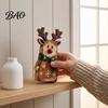 Farmhouse Style Wood Ornaments Christmas Wooden Tabletop Figurine, Hand Painted Santa Reindeer Cat Decor, Rustic Small Decorative Figurines