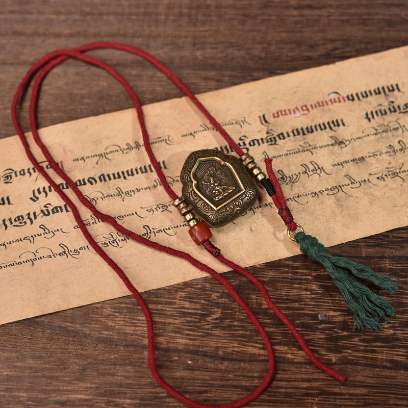 Men's Tibetan Ethnic Style Pure Copper Gau Box Necklace Pendant