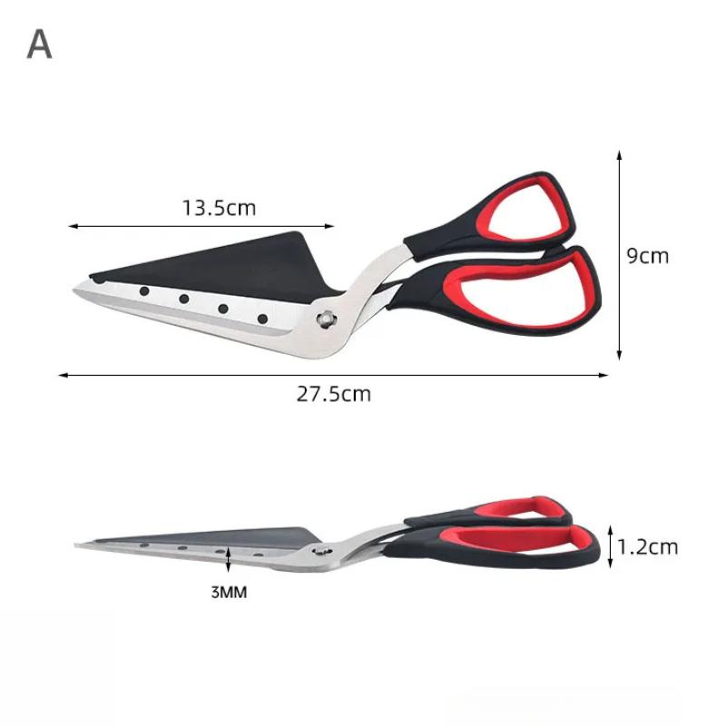 Multifunctional Pizza Scissors Stainless Steel Blade Detachable Cutting Tools Ergonomic Grip Black&Red for Restaurant Kitchen