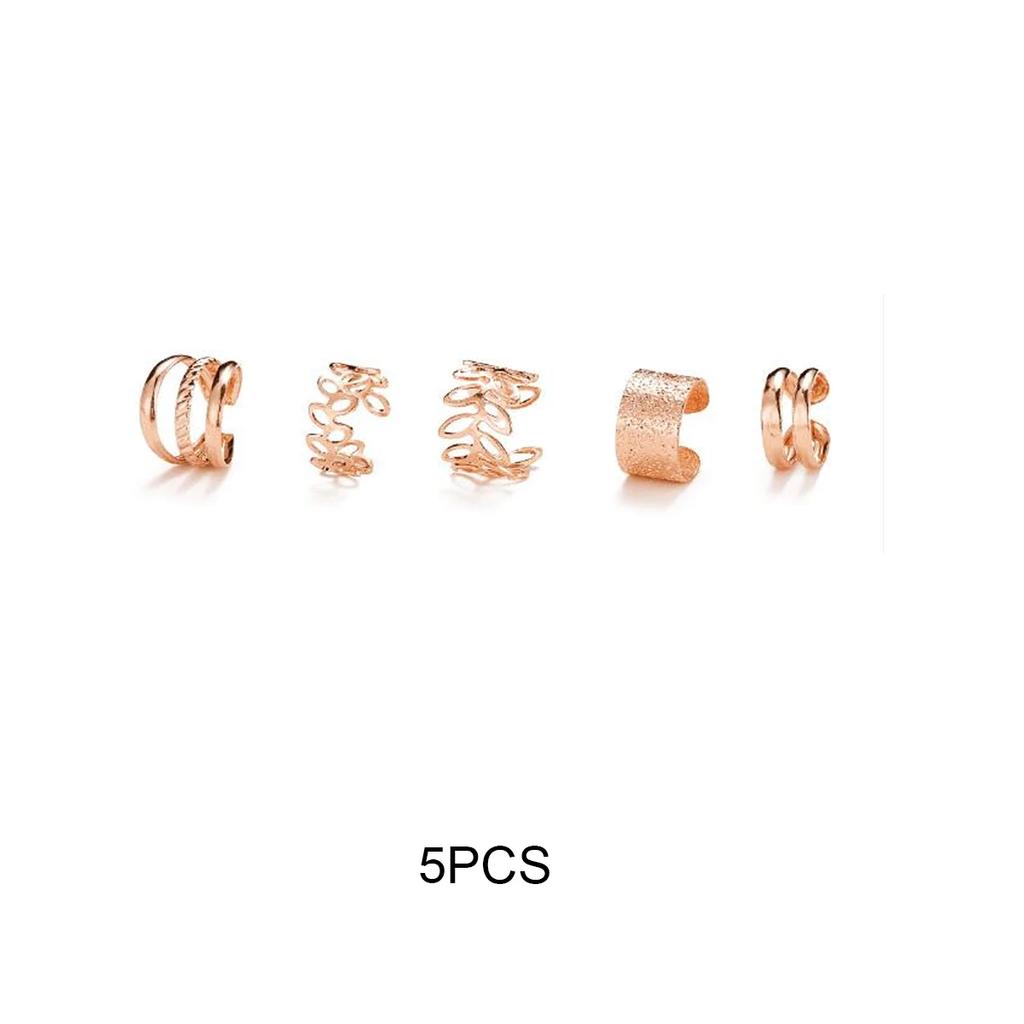 10 Pcs Leaves Clip Earrings for Women Rose Gold Color Creative Simple C Ear Cuff Non-Piercing Ear Clips Set Trend Jewelry Gift