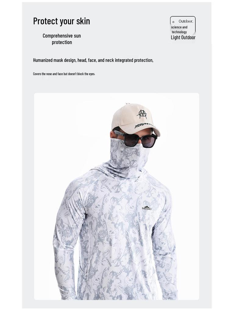 Men's Summer 25 Quick-Dry Breathable Hooded Fishing Sun Protection Clothing with Mask