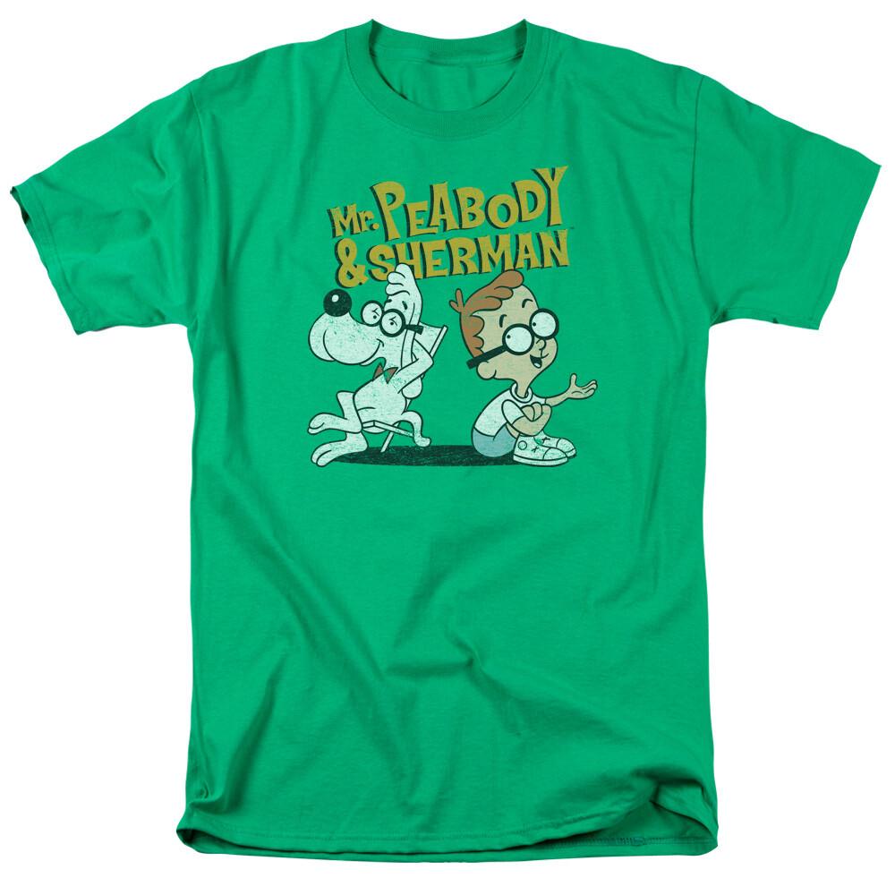 Mr. Peabody  Sherman Deep Conversation T Shirt Mens Licensed Cartoon Green M