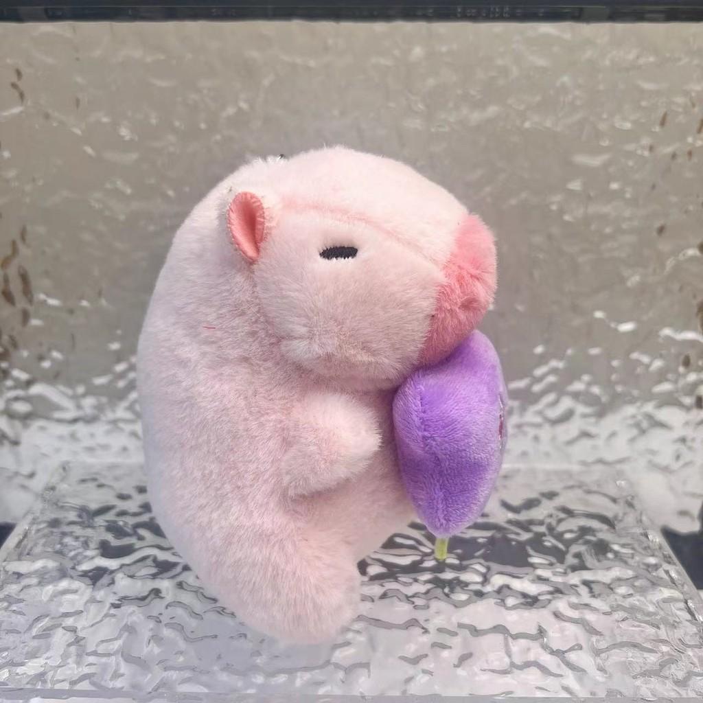 Capybara 11cm Fashionable Plush Keychain With Adorable Strawberry Hat Great Personalization For