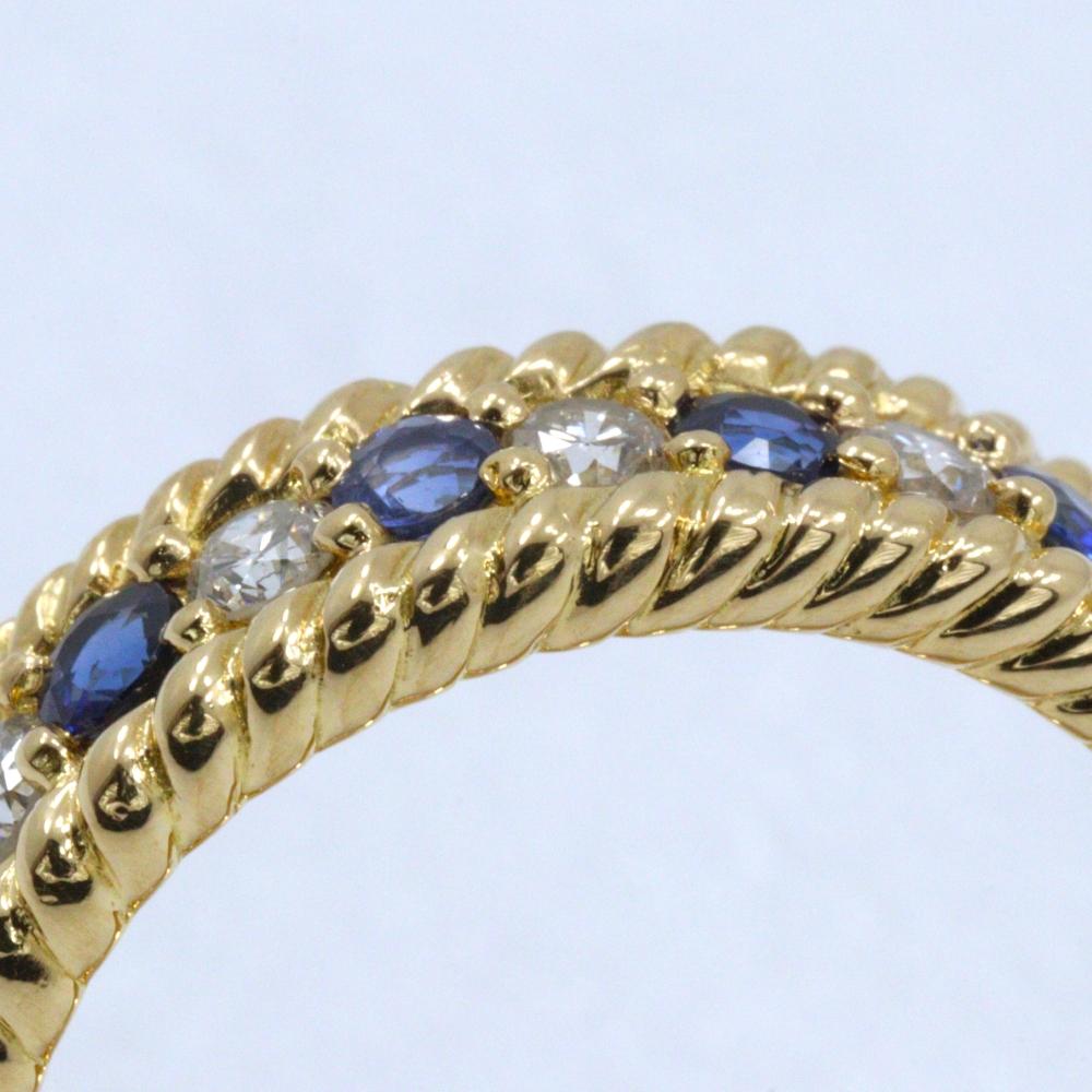 Ring K18 Yellow Gold/sapphire/diamond #6.8(US Size) 6.2g Women Used