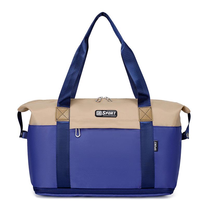 Modische Lässige Kurzstreckenreise Kontrastfarbe Erweiterbare Handgepäck-Reisetasche Trocken-Nass-Trennung Fitnesstasche Kann An Zugstange Befestigt Werden