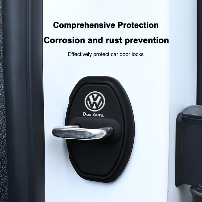 4pcs Silicone Car Door Lock Cover for Volkswagen VW Scirocco Beetle CC Touareg Golf R Touran Polo T-ROC GTD Interior Accessorie