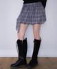 Rose Franz Balloon Check Belted Miniskirt [Black]