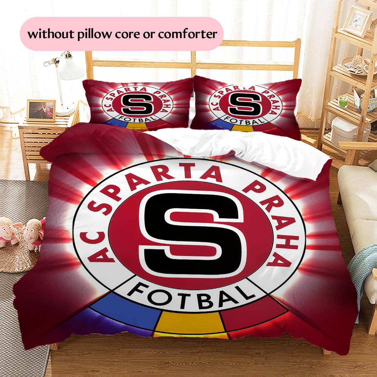 

AC Sparta Prague Football Club Pattern Bedding Quilt Set Home Decoration Gift (1 * duvet cover + 2 * pillowcase without core) 135x200cm