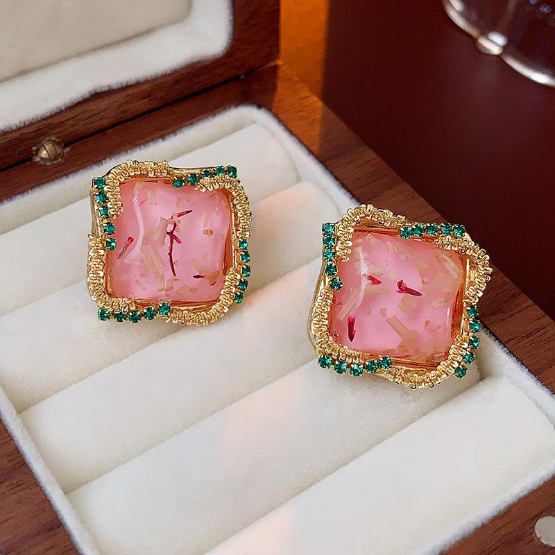 Boucles d'oreilles vintage ovales à effet vieilli en huile goutte à goutte en forme de C pour femmes - Boucles d'oreilles rétro de luxe léger