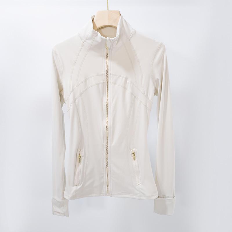Damen 2.0 Classic Jacke mit goldenem Reißverschluss - Dünnes, hochelastisches Nylon für Frühling/Sommer Sport & Yoga