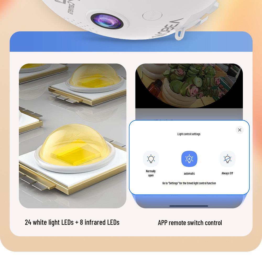 V380 Panoramic E27 Bulb Camera: Wireless WiFi, Mobile Remote, Dual Light, Night Vision, HD Surveillance