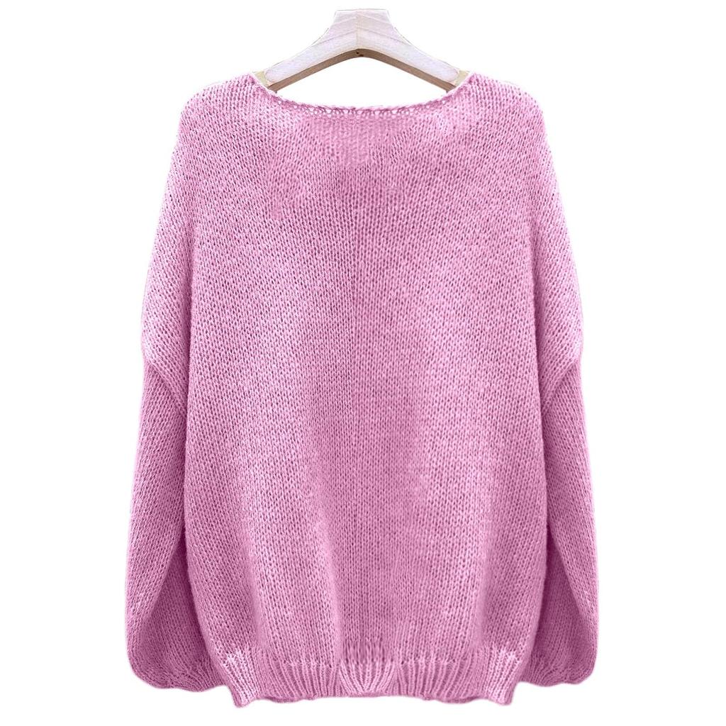 Women's Fashion Casual Round Neck Long Sleeve Knitted Cashmere Sweater Pullover Top