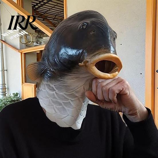 Unique Prank Gift for Adults Funny Fish Head Mask, Realistic Latex Carp Cosplay Prop, Animal Interactive Live Broadcast Mask Party Prank, Trick