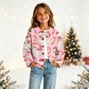 Cardigan Natalizio con Bottoni e Stampa Natalizia per Bambina, per Outfit Festivi e Uso Quotidiano