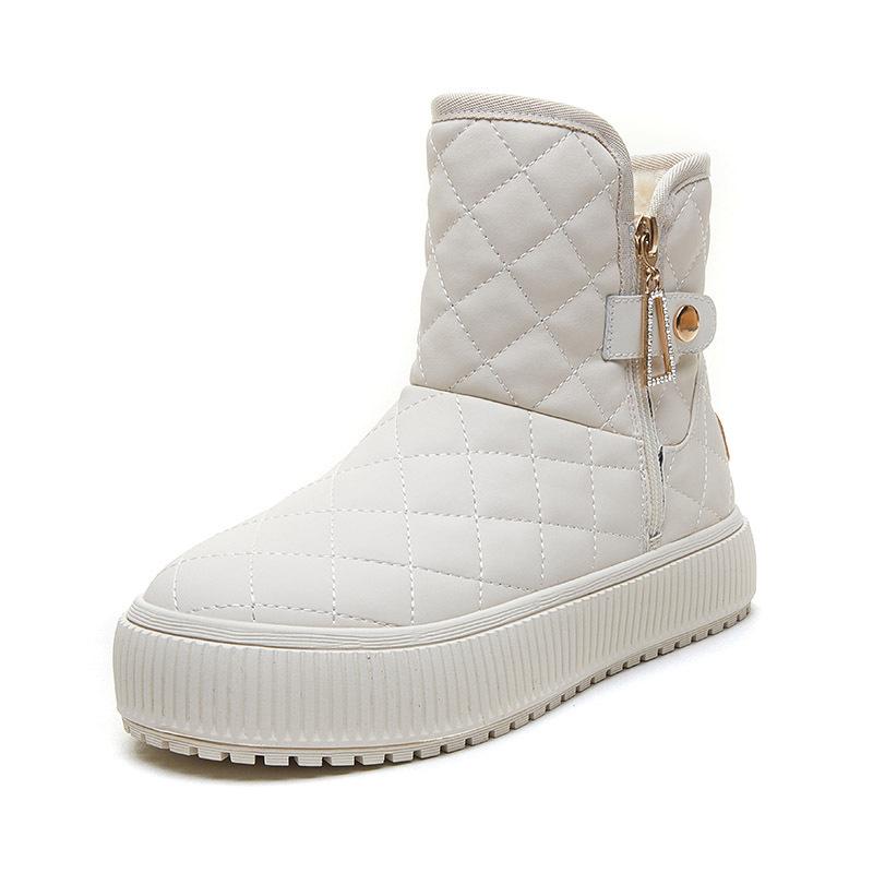 

High-top large cotton platform women s shoes winter velvet side zipper cotton shoes Korean version Northeast wear warm snow boots 2025 40