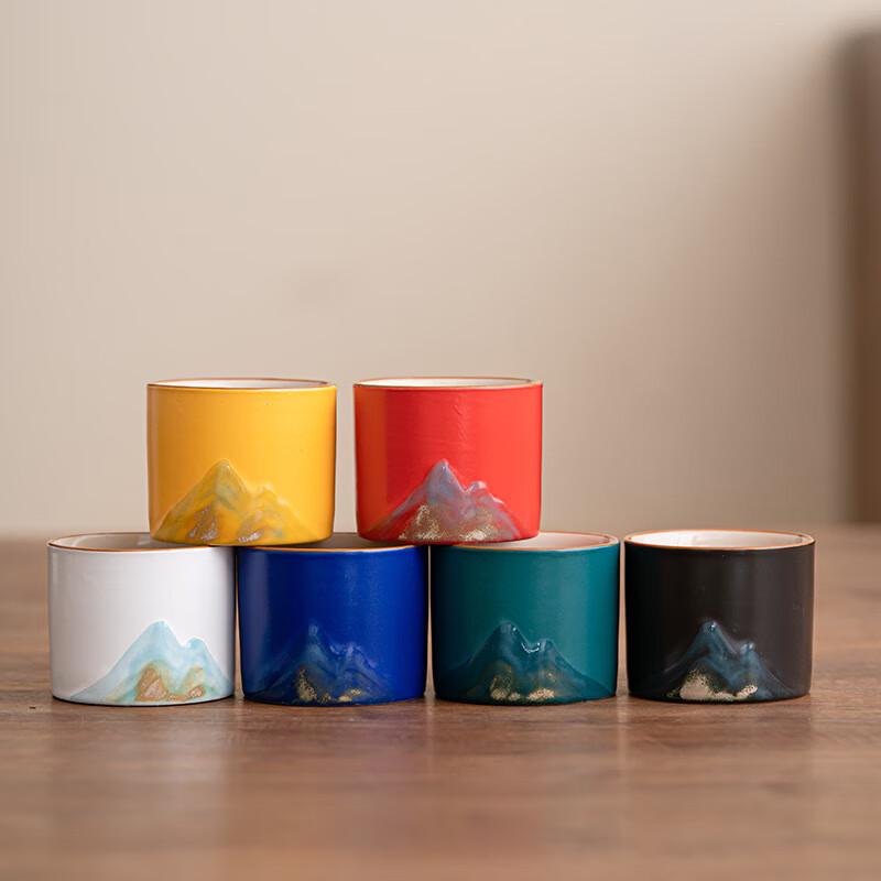 Shangqi Hand-Painted Mountain Ceramic Tea Cups Set