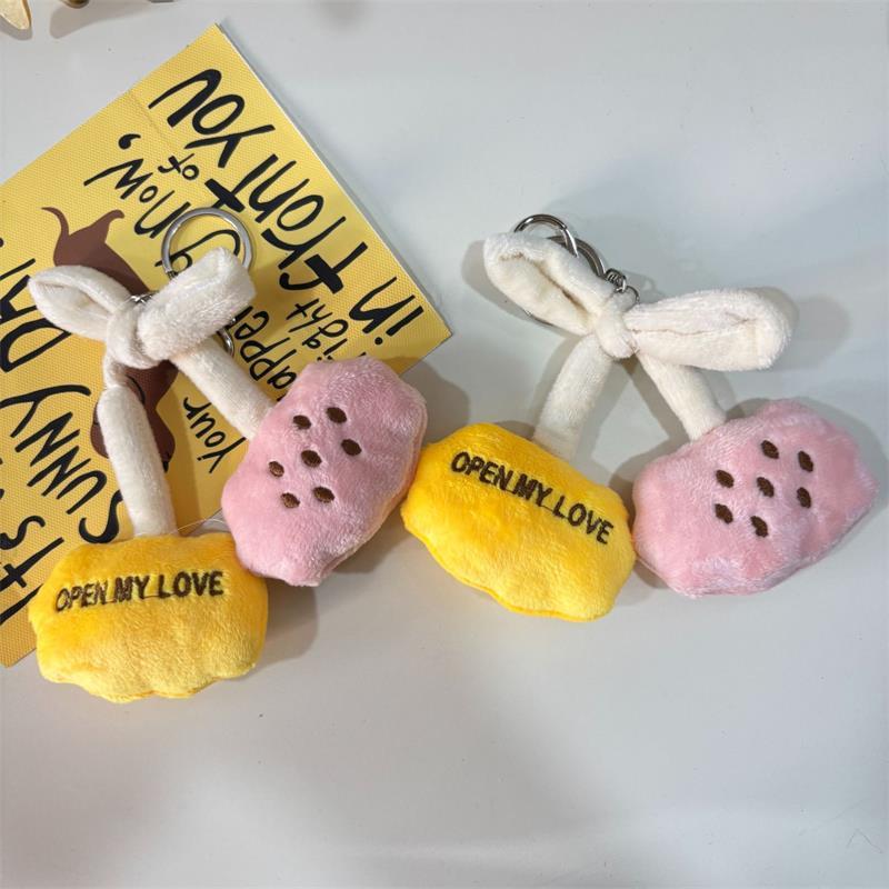 1/2 Pcs Cute Cherry Bow Plush Doll Stuffed Toys Keychain Pendant Girly Bag Charms Backpack Hang Ornaments Ragdoll Gifts Keyring