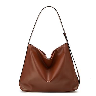 Soft Leather Shoulder Bag Simple Retro Bag Large Capacity Solid Color
