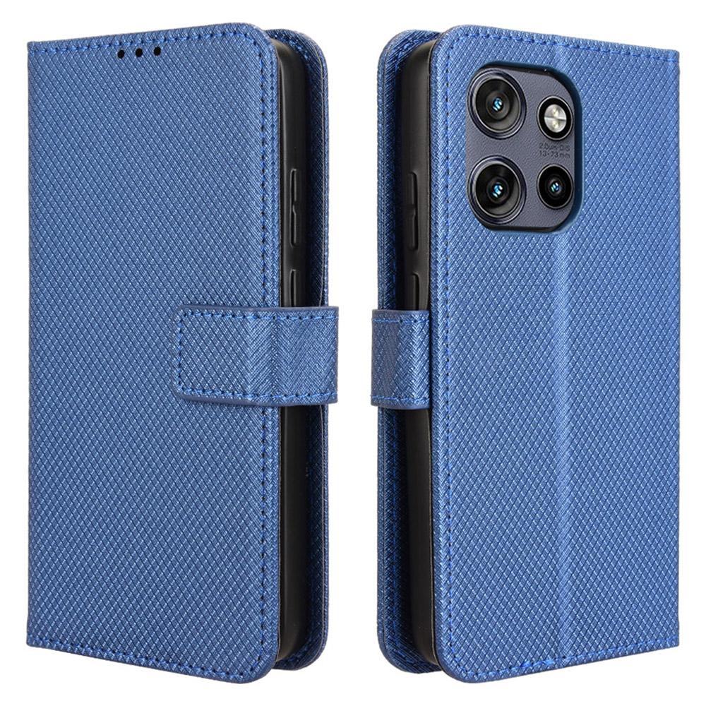 

For Motorola Thinkphone 25 5G/Edge 50 Neo 5G/Moto S50 5G Case PU Leather Diamond Texture Wallet Phone Cover Blue