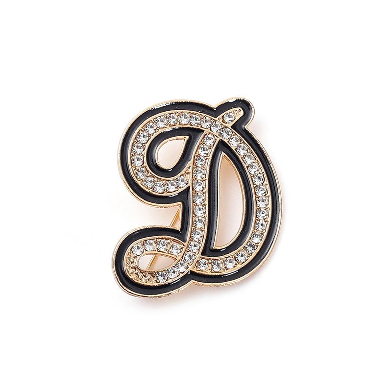 Fashion Women Rhinestone Brooch A-Z English Letter Metal Corsage Pins Crystal Alphabet Jewelry Shirt Clothes Accessories Gift