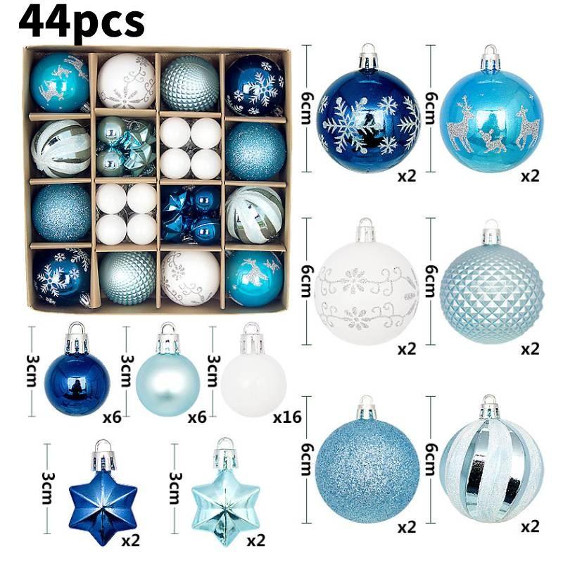 Charming 44 Piece Decorative Christmas Balls In Unique Shapes For Elegant Holiday Display