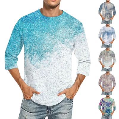 Men'S Round Neck Three-Quarters Sleeve Top Casual Fashion T-Shirt