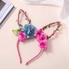Hair Hoop Flower Decor Bunny Ears Design Headband Cosplay Birthday Photography Props Easter Party Headgear