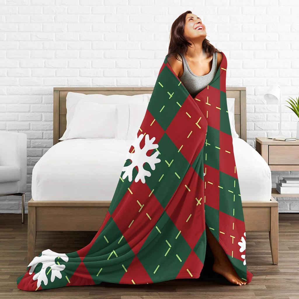 New Year Plaid & Pattern Flannel Blanket Winter  Warm Throw Blanket for Children Home Decor Novelty Bedspread Sofa Bed Cover