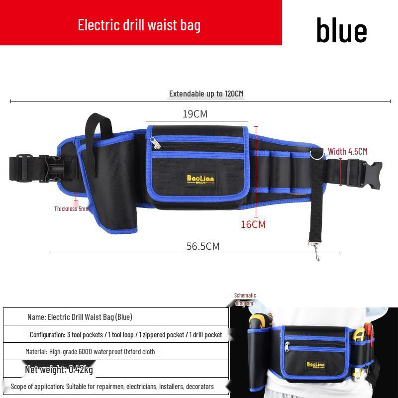 Canvas Multifunction Electrician Waist Tool Bag with Oxford Cloth