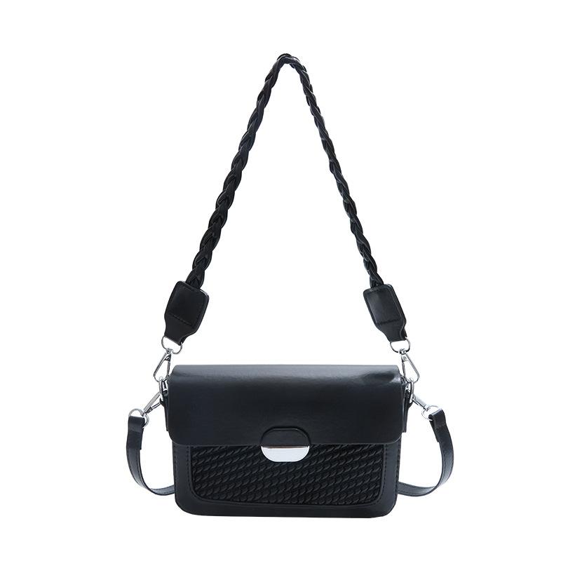 Fashion texture small square bag women's autumn new simple solid color commuter shoulder messenger bag