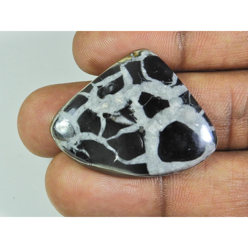 Natural Black Septarian Cabochon Designer Pear Loose Gemstone 28X37MM 54Cts. ET-217