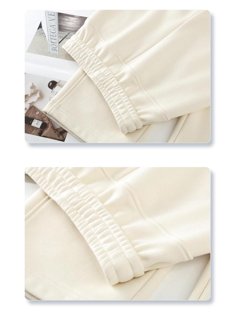 Ancola Women's 2024 Red Fleece-Lined Wide-Leg Sweatpants - Autumn/Winter Casual Straight-Leg Trousers.